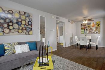 Living and dining area l The Edge Apartments in Davis, CA